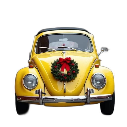car, vintage, yellow, volkswagen transparent PNG cut-out