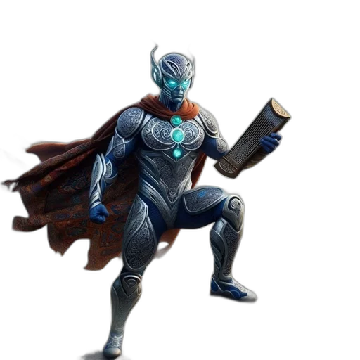 robot, sword, mask, staff transparent PNG cut-out