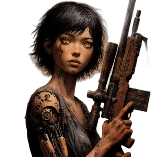 weapon, concept art, cyberpunk, comic book art transparent PNG cut-out