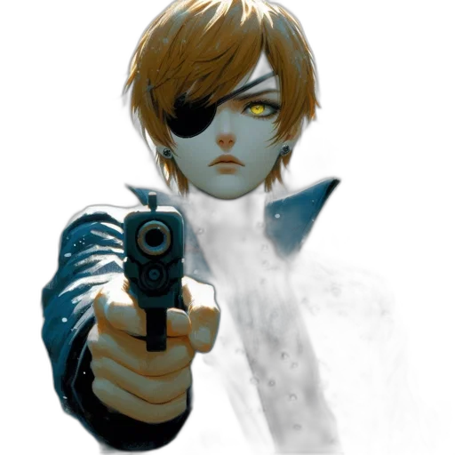 weapon, jacket, robot, face transparent PNG cut-out
