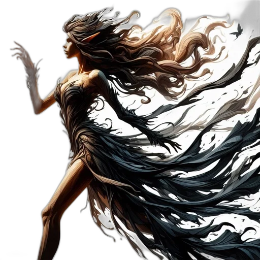 hair, dress, comic book art, fantasy art transparent PNG cut-out
