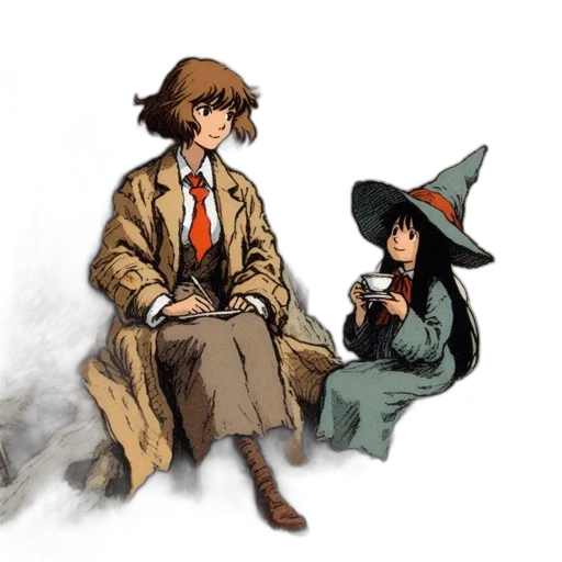 hat, staff, concept art, watercolor transparent PNG cut-out
