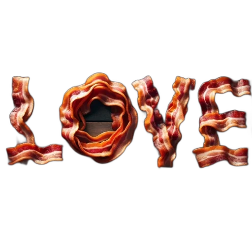 food, jewelry, 3d render, bacon transparent PNG cut-out