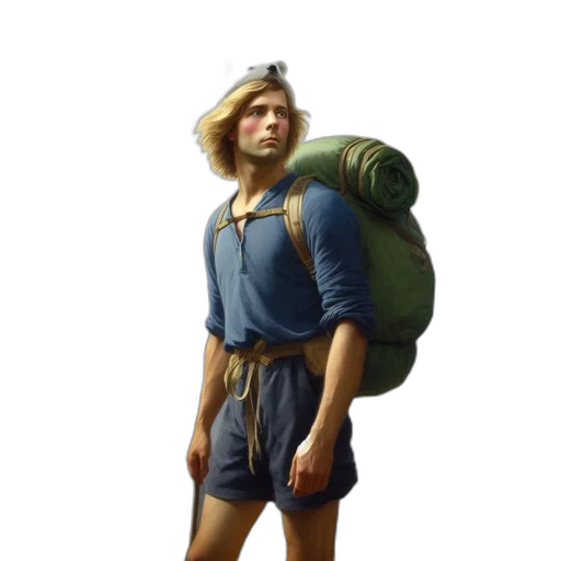 staff, hat, sword, jacket transparent PNG cut-out