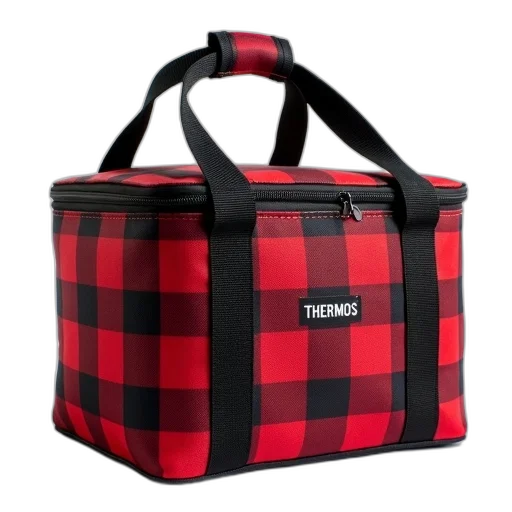 red, black, plaid, thermos transparent PNG cut-out