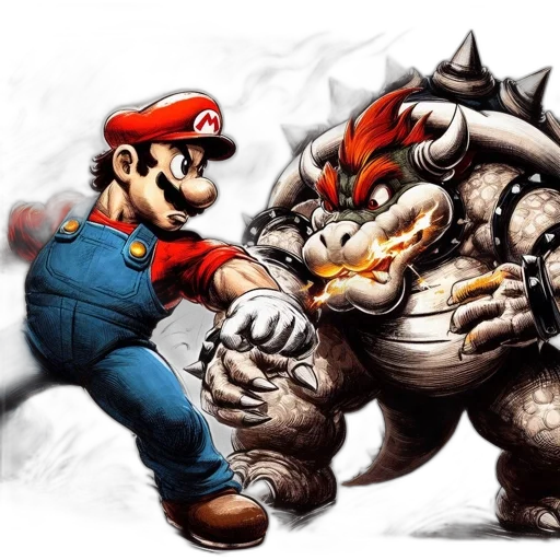 concept art, comic book art, illustration, mario transparent PNG cut-out