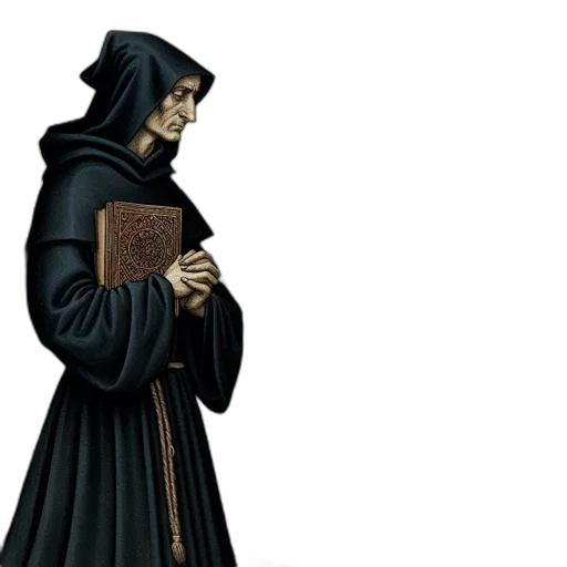 concept art, 3d render, monk, dark transparent PNG cut-out