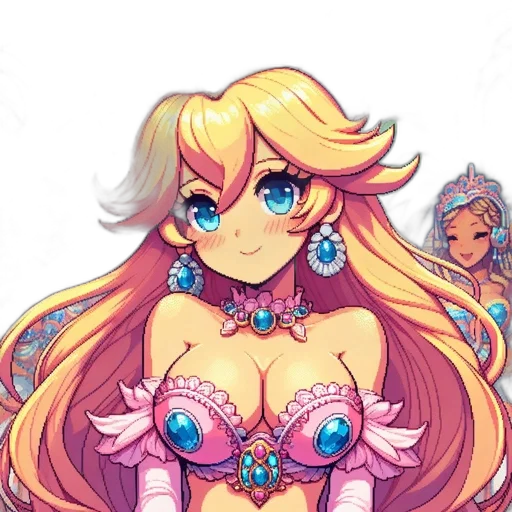 dress, crown, jewelry, pixel art transparent PNG cut-out