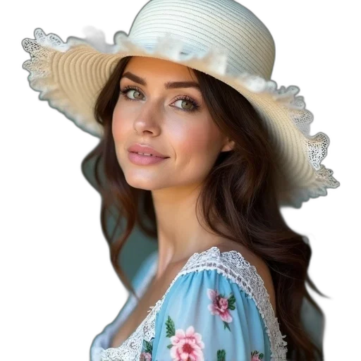 hat, dress, face, crown transparent PNG cut-out
