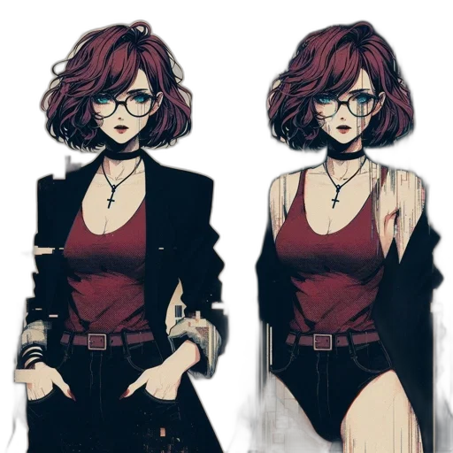 dress, jacket, face, staff transparent PNG cut-out