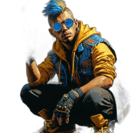 jacket, concept art, cyberpunk, comic book art transparent PNG cut-out
