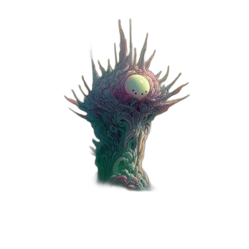 creature, crown, mask, staff transparent PNG cut-out