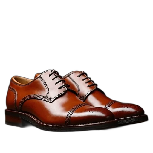 shoes, photorealistic, leather, broguis transparent PNG cut-out