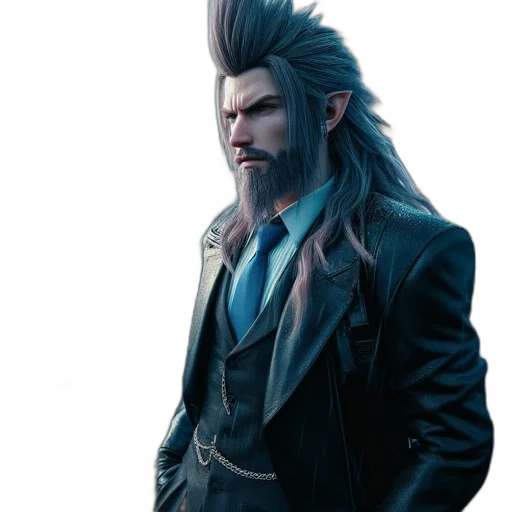hair, staff, dragon, jacket transparent PNG cut-out