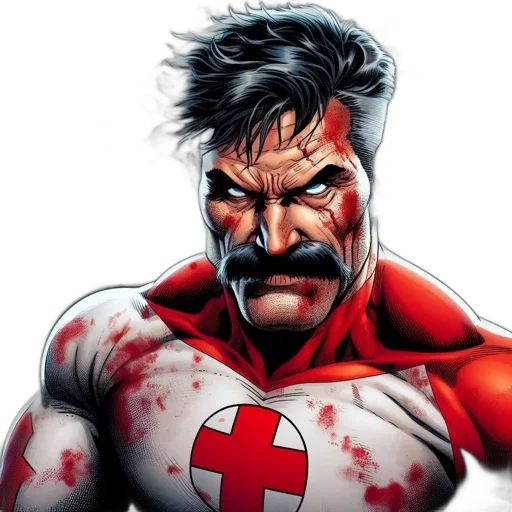 comic book art, concept art, cartoon, muscular transparent PNG cut-out