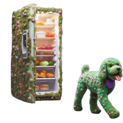 food, whimsical, scene, moss-covered transparent PNG cut-out