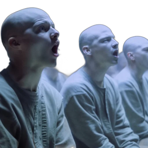 outer space, row, bald, men transparent PNG cut-out