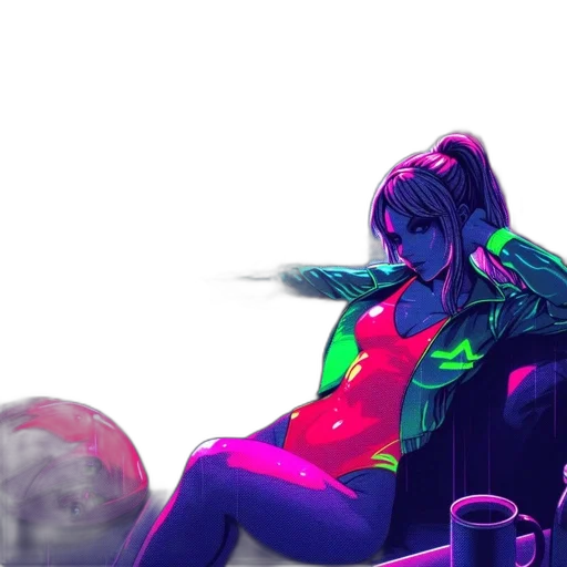 dress, jacket, cyberpunk, vaporwave transparent PNG cut-out