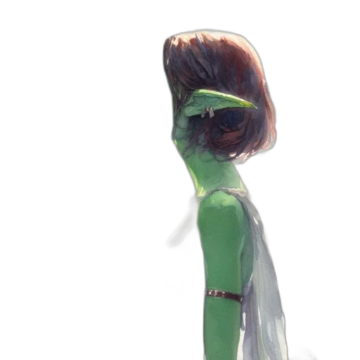 hair, staff, creature, dress transparent PNG cut-out