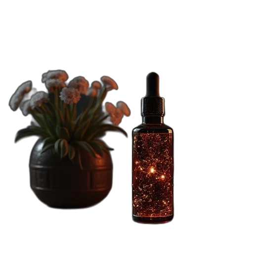 bottle, flower, 3d render, photorealistic transparent PNG cut-out