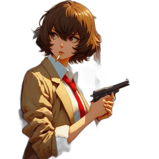 weapon, staff, jacket, face transparent PNG cut-out