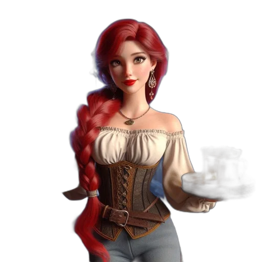 dress, jewelry, staff, 3d render transparent PNG cut-out