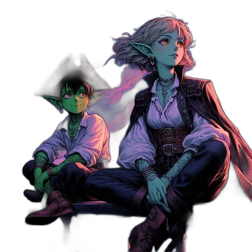 concept art, cyberpunk, watercolor, fantasy art transparent PNG cut-out