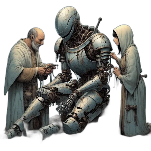 robot, weapon, staff, sword transparent PNG cut-out