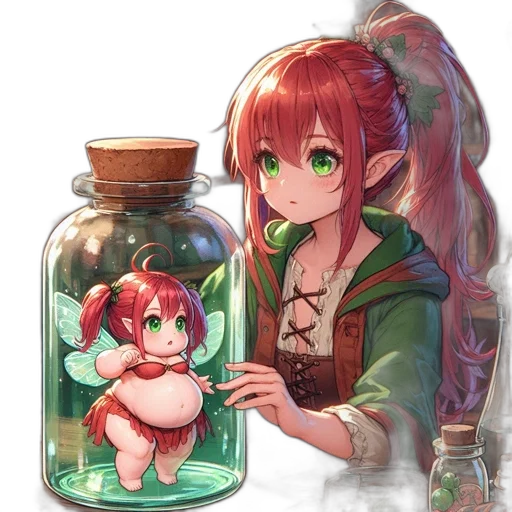 bottle, dragon, creature, dress transparent PNG cut-out