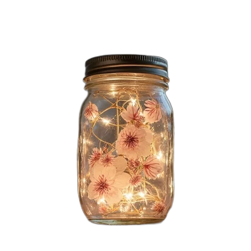 bottle, flower, 3d render, mason transparent PNG cut-out