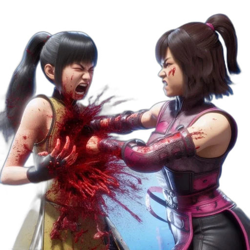 concept art, two, animated, fighters transparent PNG cut-out