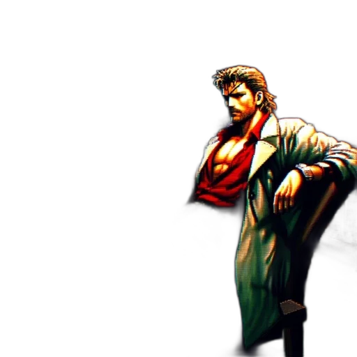 jacket, weapon, staff, comic book art transparent PNG cut-out