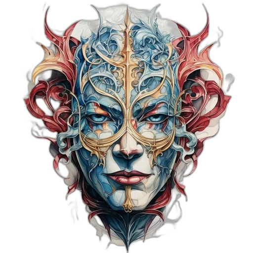 mask, face, dragon, crown transparent PNG cut-out