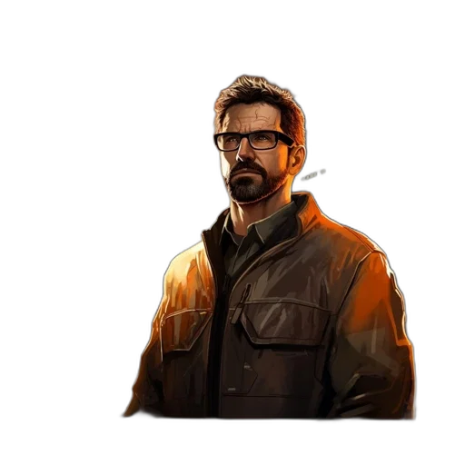 jacket, face, comic book art, concept art transparent PNG cut-out