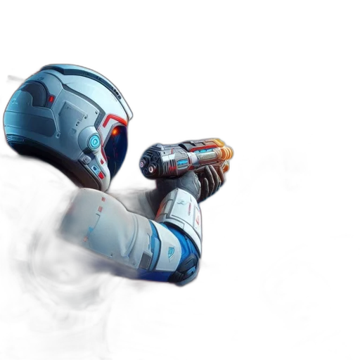 robot, weapon, mask, jacket transparent PNG cut-out
