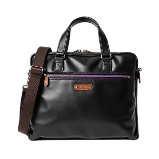 dark, black, leather, bag transparent PNG cut-out