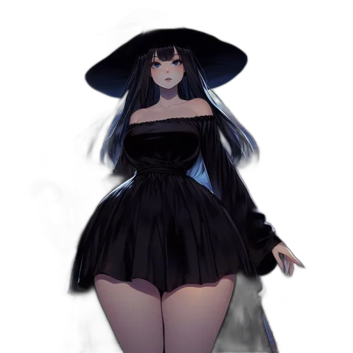 dress, hat, creature, staff transparent PNG cut-out