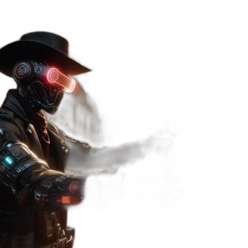 robot, weapon, hat, staff transparent PNG cut-out