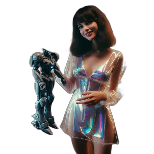 robot, dress, creature, vaporwave transparent PNG cut-out