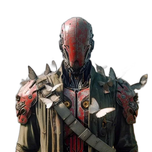 mask, jacket, weapon, robot transparent PNG cut-out