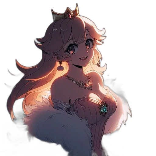 crown, dress, creature, staff transparent PNG cut-out