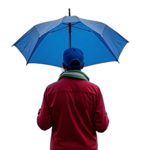 umbrella, hat, jacket, staff transparent PNG cut-out