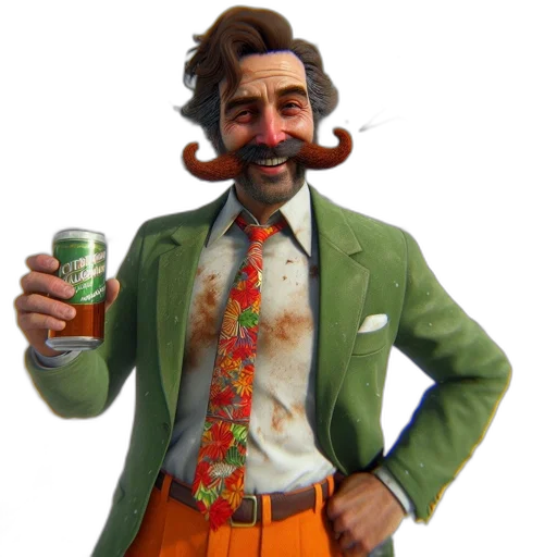 jacket, staff, face, bottle transparent PNG cut-out