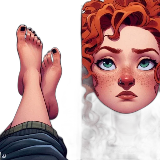 shoes, face, concept art, comic book art transparent PNG cut-out
