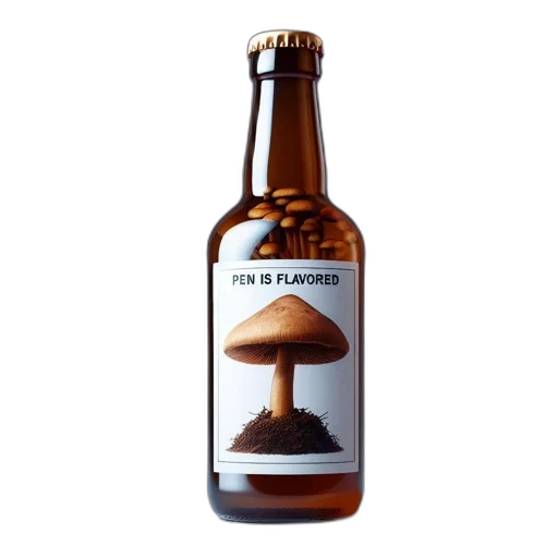 bottle, amber-colored, featuring, mushroom transparent PNG cut-out