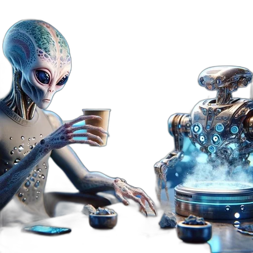 robot, creature, concept art, 3d render transparent PNG cut-out