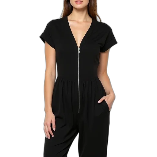jacket, black, modern, jumpsuit transparent PNG cut-out