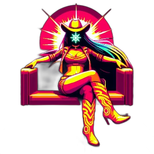 robot, crown, staff, pixel art transparent PNG cut-out