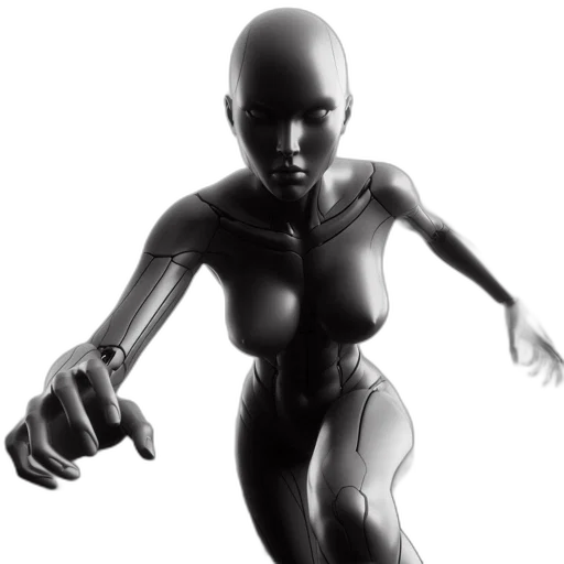 robot, 3d render, concept art, cyberpunk transparent PNG cut-out
