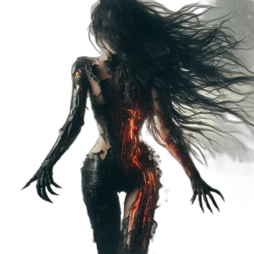 dress, hair, creature, concept art transparent PNG cut-out